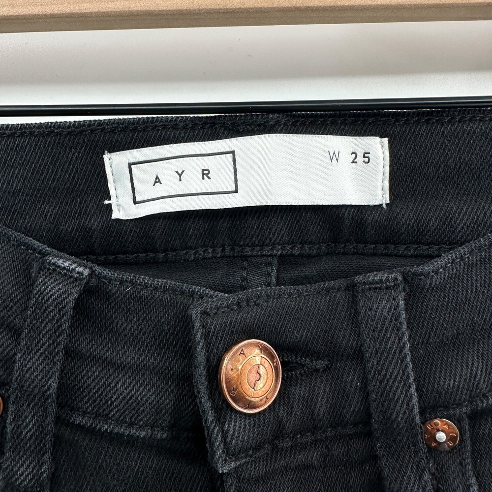 AYR The Rocker Straight‎ Leg Crop Raw Hem in Magnetic Black Size 25 - Picture 8 of 13